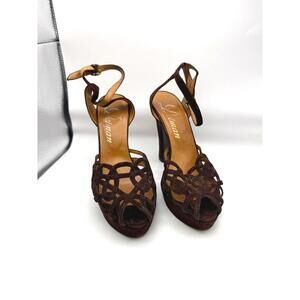 Vintage Delman Brown Suede Women's High Heel Sandals Size 6